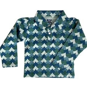 NWOT KicKee Pants Boys Long Sleeve Polo - Ivy Waves - Size 2T